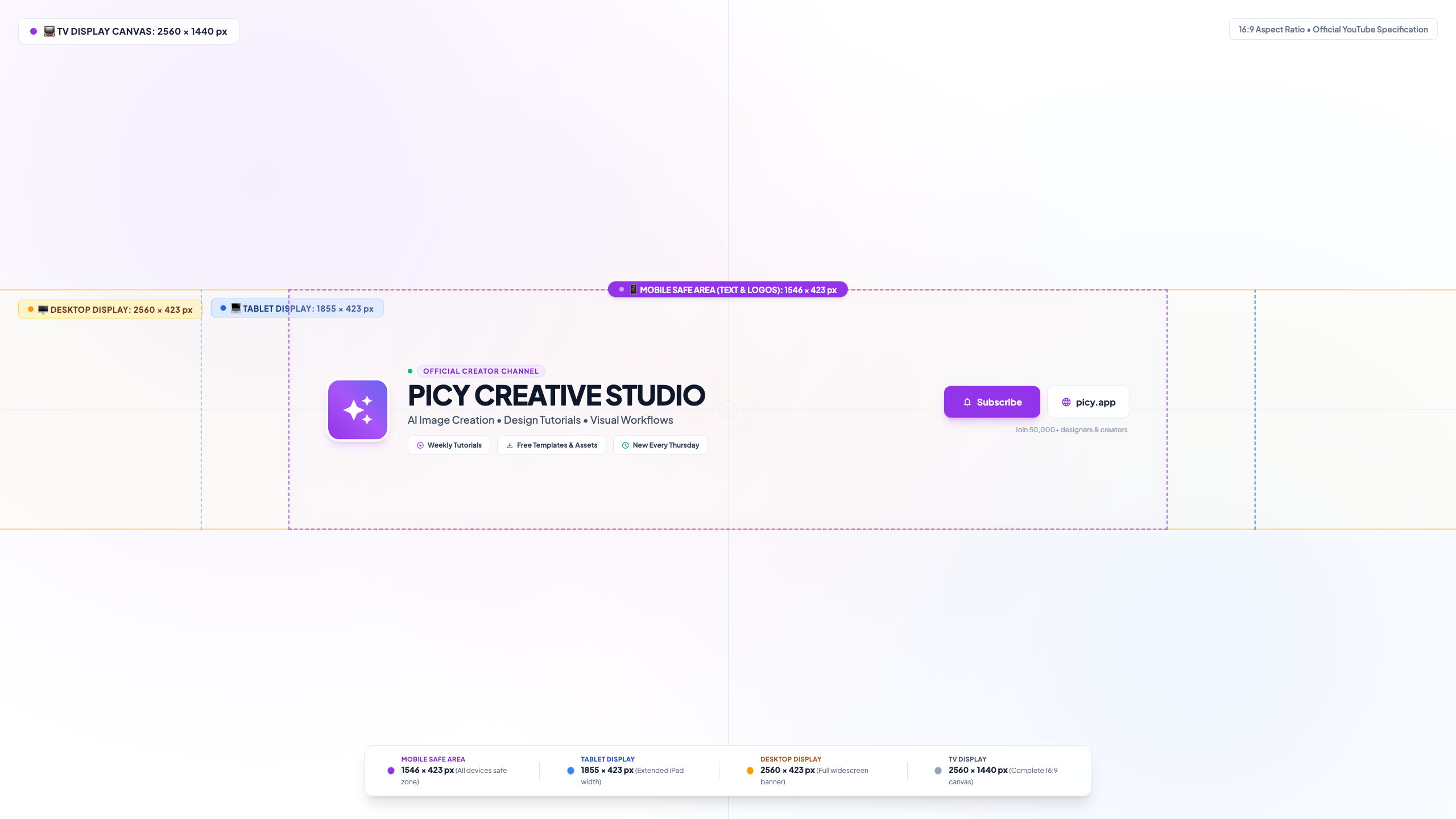 YouTube Banner Responsive Breakpoint Template (2560x1440)